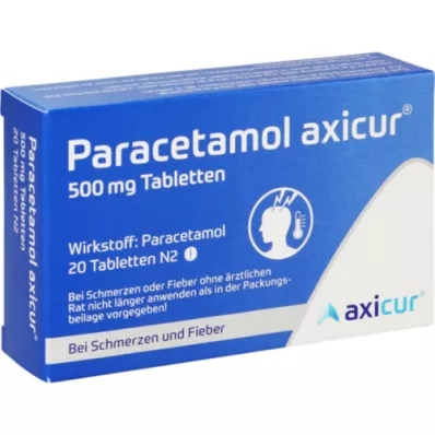 PARACETAMOL axicur 500 mg tablet, 20 adet