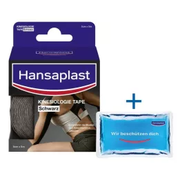 HANSAPLAST Spor Kinesiyoloji Bandı 5 cmx5 m siyah, 1 adet