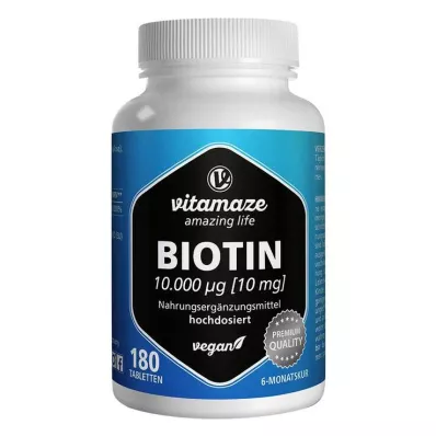 BIOTIN 10 mg yüksek doz vegan tablet, 180 adet