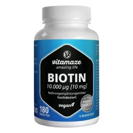 BIOTIN 10 mg yüksek doz vegan tablet, 180 adet