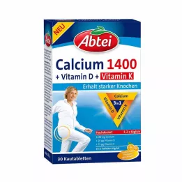 ABTEI Kalsiyum 1400+D3+K Vitamini Çiğneme Tableti, 30 Kapsül