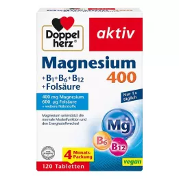 DOPPELHERZ Magnezyum 400+B1+B6+B12+Folik asit tabletleri, 120 adet