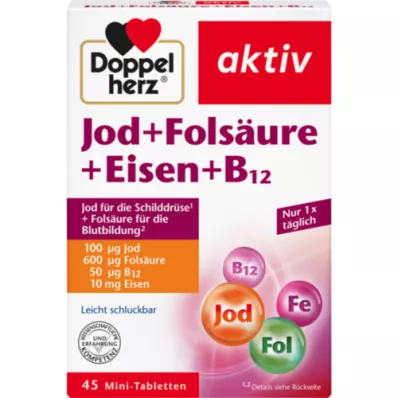 DOPPELHERZ İyot+folik asit+demir+B12 tabletleri, 45 adet