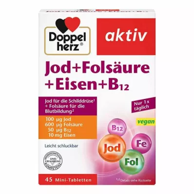 DOPPELHERZ İyot+folik asit+demir+B12 tabletleri, 45 adet