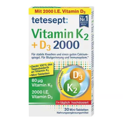 TETESEPT Vitamin K2+D3 2000 Tablet, 30 Kapsül