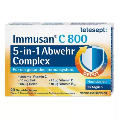 Tetesept Immusan C 800 5i 1 Arada Savunma Kompleksi Tabletleri, 20 adet Tetesept Immusan C 800 5i 1 Arada Savunma Kompleksi Tabletleri, 20 adet