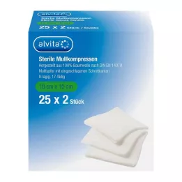 ALVITA Gazlı bez kompres steril 10x10 cm, 25X2 adet