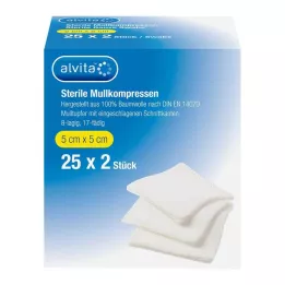 ALVITA Gazlı bez kompres steril 5x5 cm, 25X2 adet