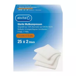 ALVITA Gazlı bez kompres steril 7,5x7,5 cm, 25X2 adet