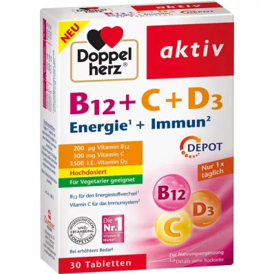 DOPPELHERZ B12+C+D3 Depot aktif tabletler, 30 adet