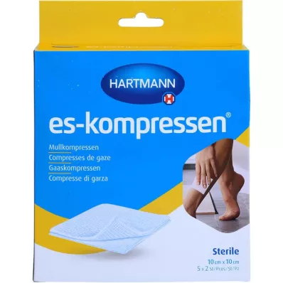 ES-KOMPRESSEN steril 10x10 cm 8 katlı 17 iplikli, 5X2 adet