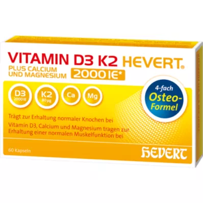 VITAMIN D3 K2 Hevert artı Ca Mg 2.000 I.U./2 kapsül, 60 adet