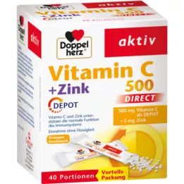 DOPPELHERZ C Vitamini 500+Çinko Deposu DIRECT Peletler, 40 adet