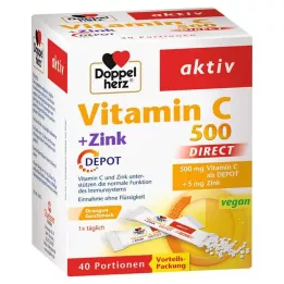 DOPPELHERZ C Vitamini 500+Çinko Deposu DIRECT Peletler, 40 adet