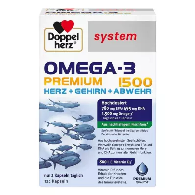 DOPPELHERZ Omega-3 Premium 1500 Sistem Kapsül, 120 Kapsül