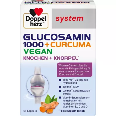 DOPPELHERZ Glucosamine 1000+Curcuma vegan syst. kapsül, 60 adet