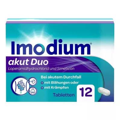 Imodium akut ikilisi - şişkinlik ile akut ishal için, 12 adet