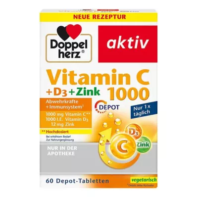 DOPPELHERZ C Vitamini 1000+D3+Çinko Depo Tablet, 60 Kapsül