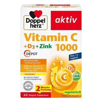 Doppelherz Vitamin C1000 + D3 + Çinko Deposu tabletleri (60 adet) Doppelherz Vitamin C1000 + D3 + Çinko Deposu tabletleri (60 adet)