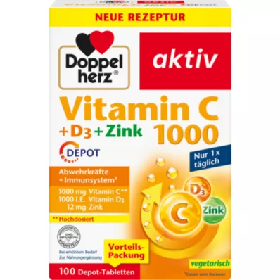 DOPPELHERZ C Vitamini 1000+D3+Çinko Depo Tablet, 100 Kapsül