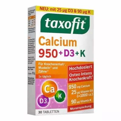 Taxofit Kalsiyum 950 + D3 + K tabletler, 30 adet