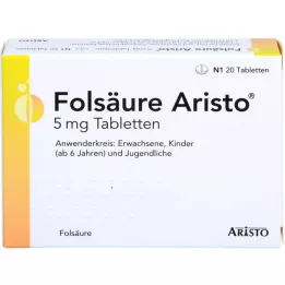 FOLSÄURE ARISTO 5 mg tabletler, 20 adet