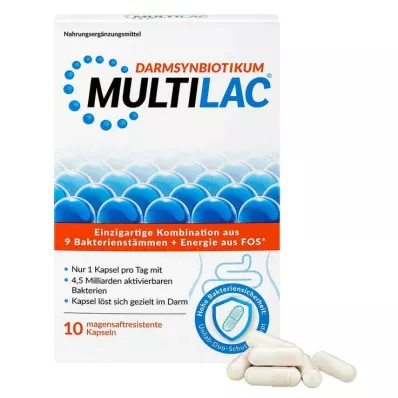 Multilac Synbiotic mide-dirençli kapsüller, 10 adet Multilac Synbiotic mide-dirençli kapsüller, 10 adet
