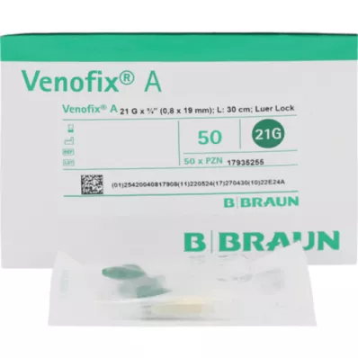 VENOFIX A Damar delme kılıfı 21 G 0,8x19mm 30cm yeşil, 1 adet