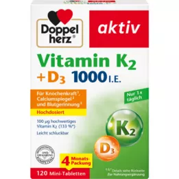 DOPPELHERZ Vitamin K2+D3 1000 I.U. Tablet, 120 Kapsül