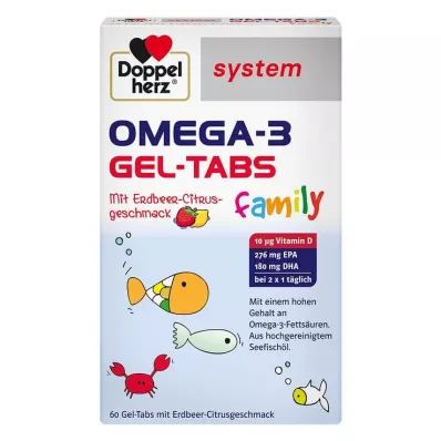 Doppelherz Omega-3 Gel-Tabs ailesi Çilek Narenciye sistemi, 60 adet Doppelherz Omega-3 Gel-Tabs ailesi Çilek Narenciye sistemi, 60 adet