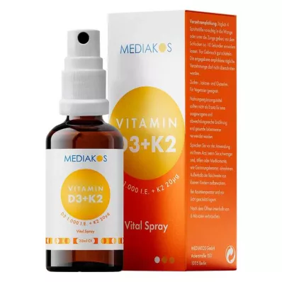 VITAMIN D3+K2 1000 I.U. 20 µg Mediakos Vital Sprey, 20 ml