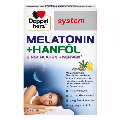 Doppelherz melatonin + kenevir yağı sistemi kapsülleri, 30 adet