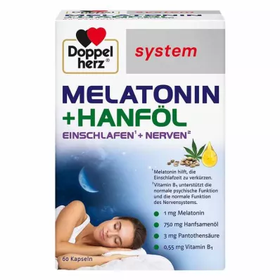 Doppelherz melatonin + kenevir yağı sistemi kapsülleri, 60 adet Doppelherz melatonin + kenevir yağı sistemi kapsülleri, 60 adet
